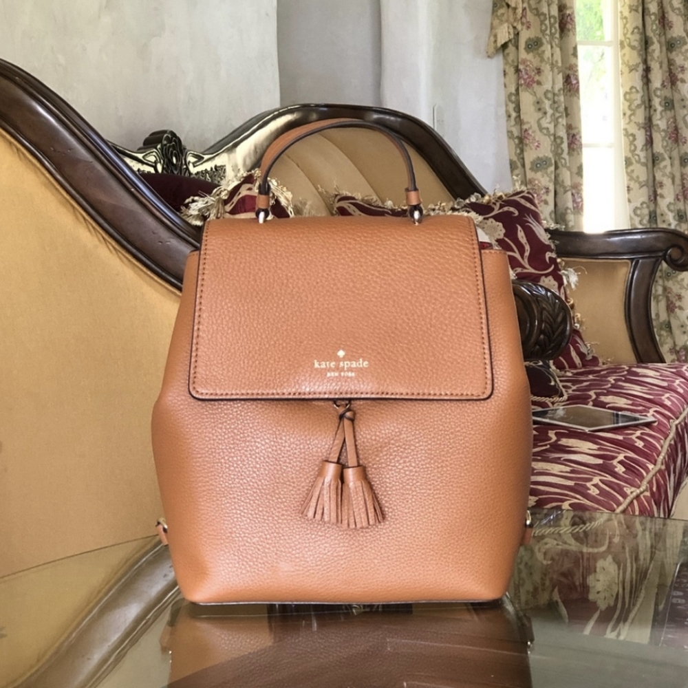 Kate Spade brown/tan leather backpack 🎒